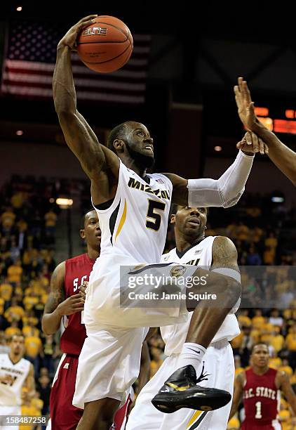 Keion Bell of the Missouri Tigers drives during the game against the South Carolina State Bulldogs at Mizzou Arena on December 17, 2012 in Columbia,...