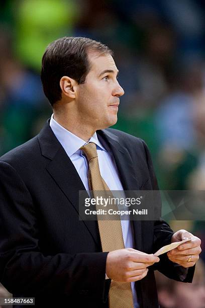 Head coach Scott Drew of the Baylor University Bears looks on against the USC Upstate Spartans on December 17, 2012 at the Ferrell Center in Waco,...