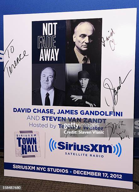 Atmosphere at SiriusXM's "Not Fade Away" Town Hall with David Chase, James Gandolfini and Steven Van Zandt and host Terence Winter on December 17,...