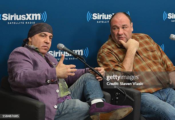 Steven Van Zandt and James Gandolfini attend SiriusXM "Not Fade Away" Town Hall with David Chase, James Gandolfini and Steven Van Zandt and host...