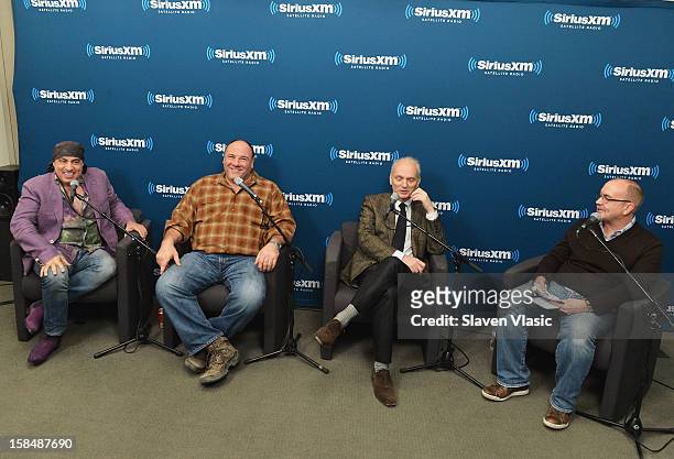 Steven Van Zandt, James Gandolfini, David Chase and host Terence Winter attend SiriusXM "Not Fade Away" Town Hall with David Chase, James Gandolfini...