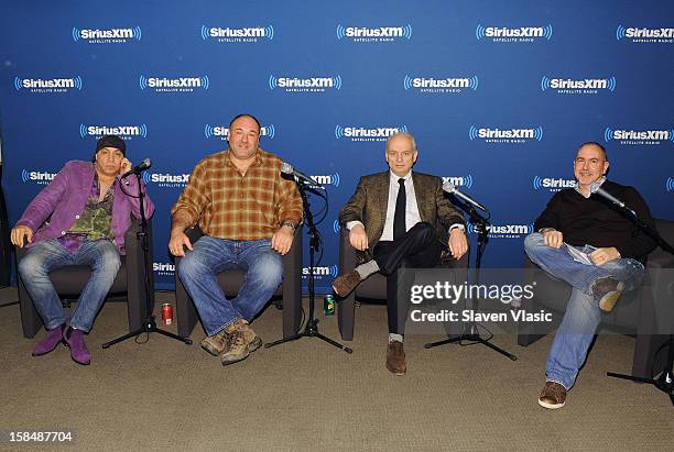 Steven Van Zandt, James Gandolfini, David Chase and host Terence Winter attend SiriusXM "Not Fade Away" Town Hall with David Chase, James Gandolfini...