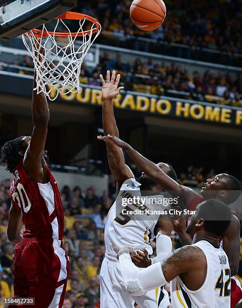 Missouri's Keion Bell makes a shot over South Carolina State's Darryl Palmer during the second half at Mizzou Arena on Monday, December 17 in...