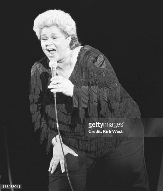 Etta James performs at the Chicago Blues Fest, Chicago, Illinois, June 9, 1985.