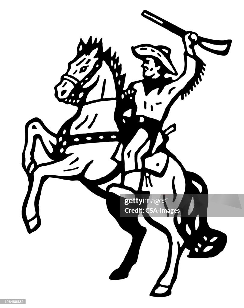 Cowboy on Rearing Horse