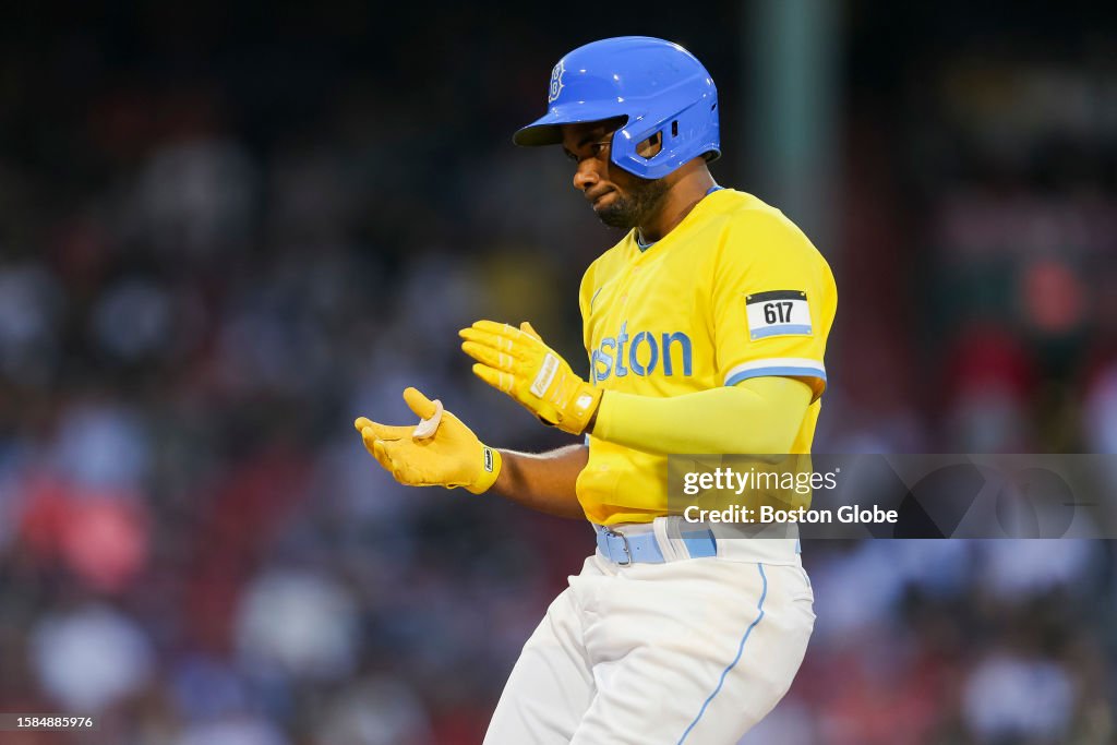 red sox blue and yellow uniforms