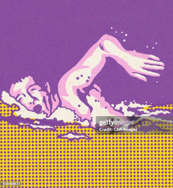 man swimming - swim race stock illustrations