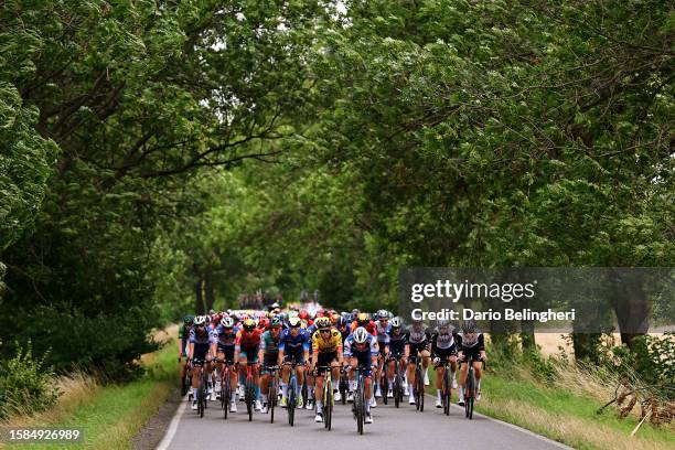 Mattia Cattaneo of Italy, Josef Černý of Czech Republic and Team Soudal - Quick Step, Matevž Govekar of Slovenia and Team Bahrain - Victorious,...