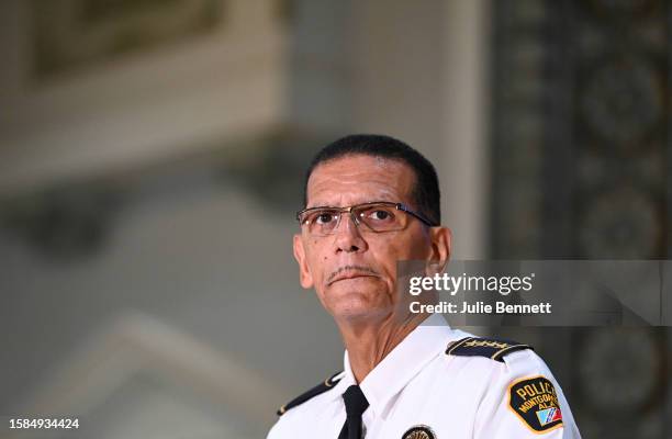 Montgomery Police Chief Darryl J. Albert speaks to the press regarding the brawl that occurred Saturday on the riverfront on August 8, 2023 in...