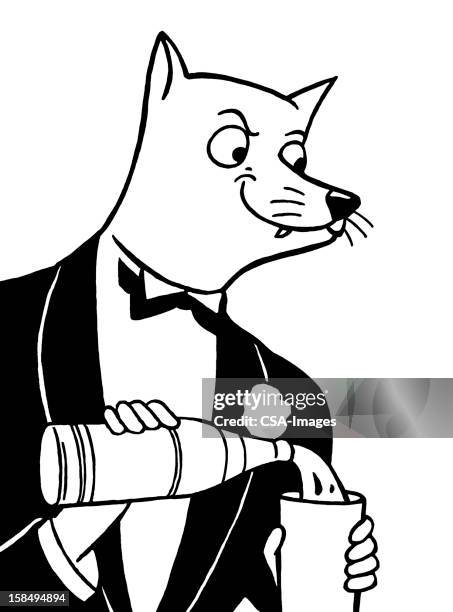 dog pouring drink - tuxedo stock illustrations