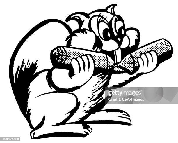 beaver chewing through log - beaver chew stock illustrations
