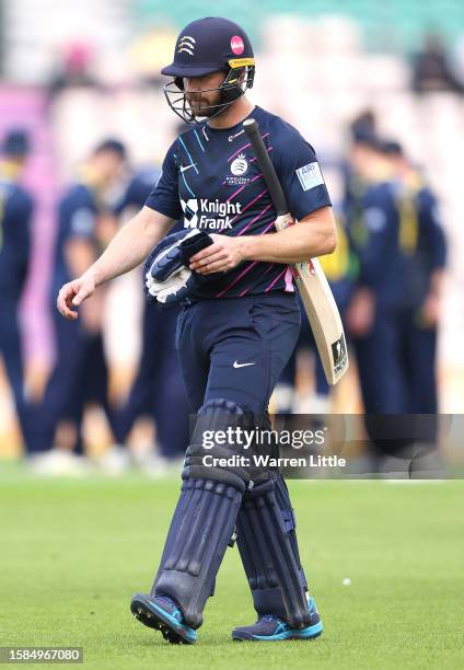 Mark Stoneman of Middlesex is caught by Fletcha Middleton of Hampshire off the bowling of Scott Currie during the Metro Bank One Day Cup match...