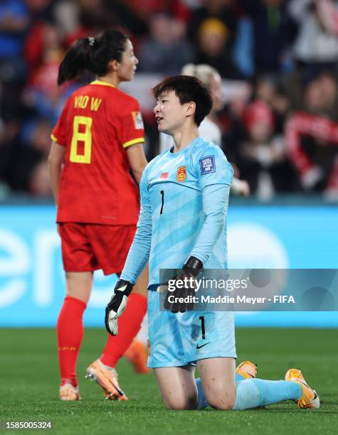 Zhu Yu of China PR reacts after Lauren Hemp of England scored her sides second goal during the FIFA Women's World Cup Australia & New Zealand 2023...