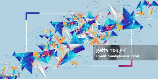 abstrakter mehrfarbiger drahtgitterhintergrund mit plexus-effekt. - the art of being obscured stock-grafiken, -clipart, -cartoons und -symbole