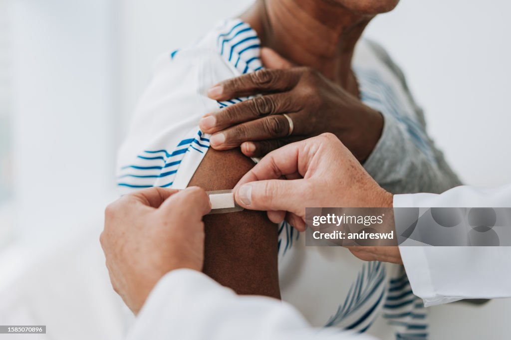 Bandage after applying vaccine