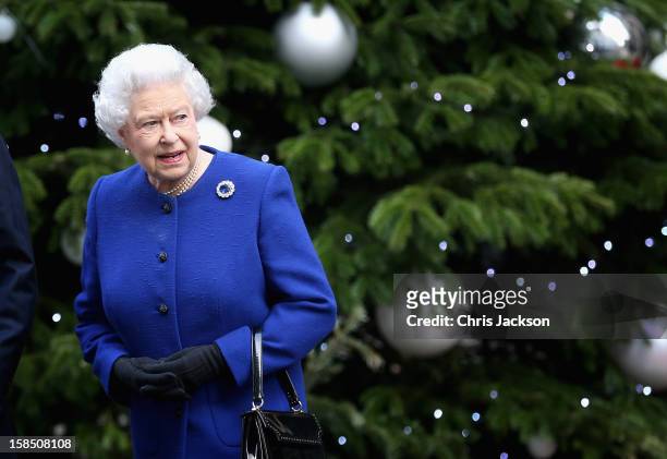 Queen Elizabeth II leaves Number 10 Downing Street after attending the Government's weekly Cabinet meetingon December 18, 2012 in London, England.