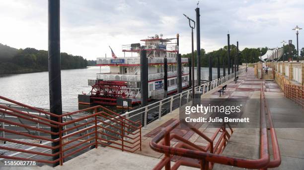 The Harriott, a riverboat, remains docked on August 8 on the Alabama riverfront in downtown Montgomery, Alabama. Three people have now been charged...