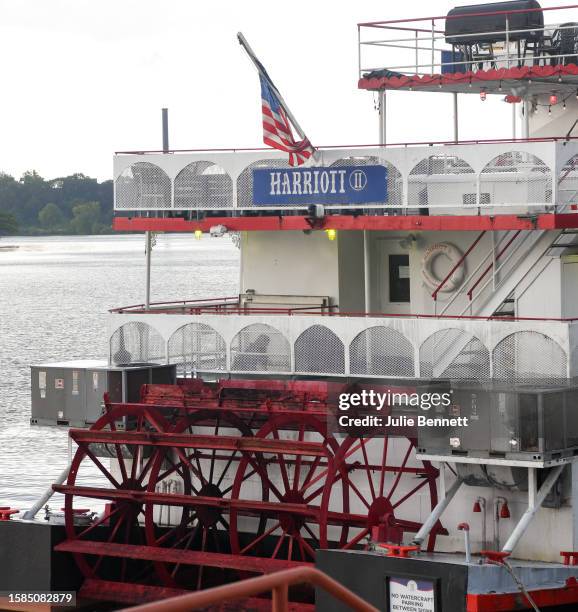 The Harriott, a riverboat, remains docked on August 8 on the Alabama riverfront in downtown Montgomery, Alabama. Three people have now been charged...