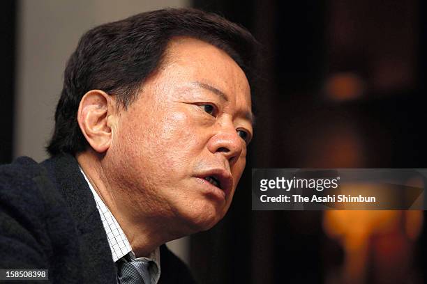 Newly elected Tokyo Governor Naoki Inose speaks during the Asahi Shimbun interview on December 17, 2012 in Tokyo, Japan. Inose succeeds Shintaro...