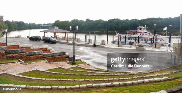 The Harriott, a riverboat, remains docked on August 8 on the Alabama riverfront in downtown Montgomery, Alabama. Three people have now been charged...