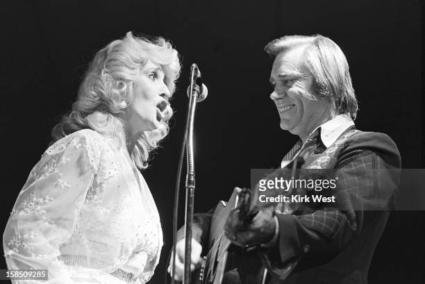 Tammy Wynette and George Jones perform at Countryside Opry, Chicago, Illinois, October 5, 1980.