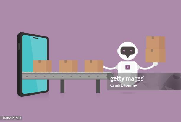 artificial intelligence in e-commerce, transforming online shopping experiences - digital marketing services stock illustrations