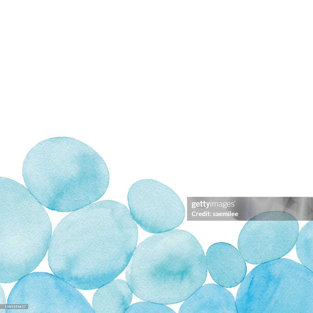 Blue Pebbles Watercolor Background