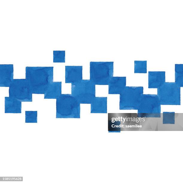 blue squares watercolor background - bathroom tile stock illustrations