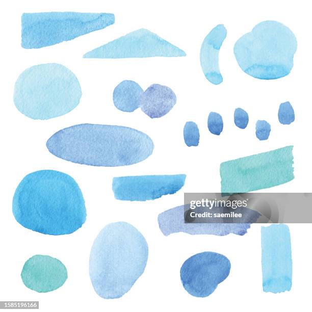 ilustraciones, imágenes clip art, dibujos animados e iconos de stock de elementos de decoración de acuarela azul - acuarela