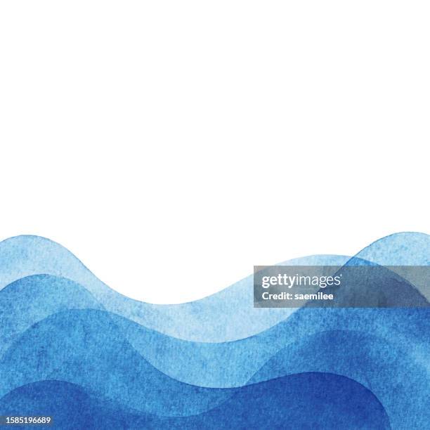 blue wave gradients watercolor background - waves stock illustrations