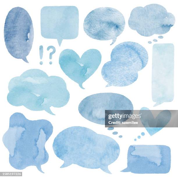 watercolor blue speech bubbles - comic cloud vector stock illustrations