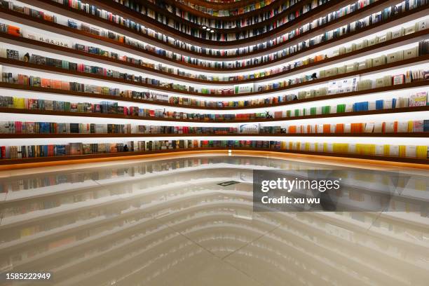 curved bookshelf - data collection stock pictures, royalty-free photos & images