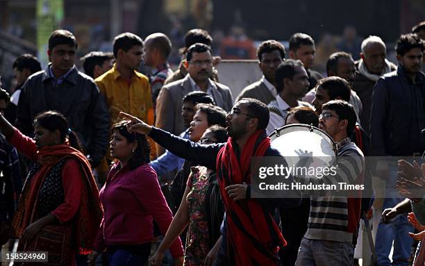 Students of Jawahar Lal University and other colleges get together to protest against the poor condition of Law and order situation and lack of women...