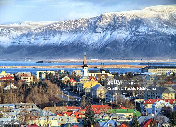 reykjavik cityscape in iceland - reykjavik stock pictures, royalty-free photos & images