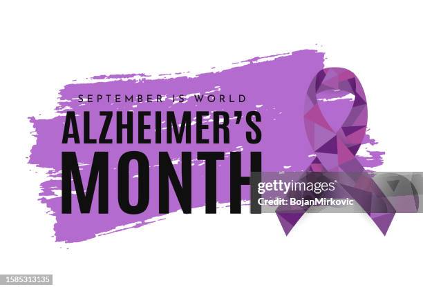 ilustraciones, imágenes clip art, dibujos animados e iconos de stock de tarjeta del mes mundial del alzheimer, septiembre. vector - incapacidad intelectual