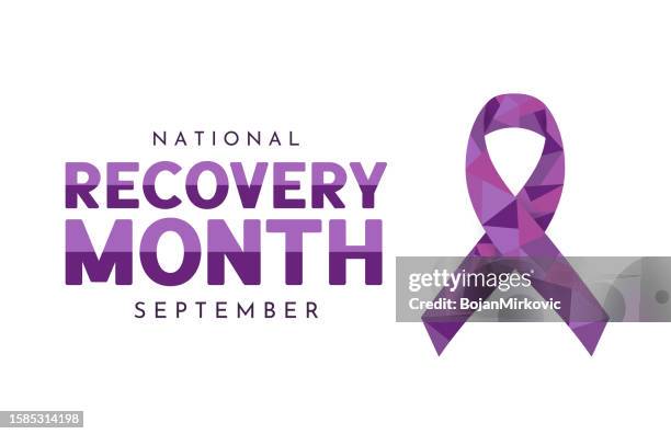 ilustraciones, imágenes clip art, dibujos animados e iconos de stock de tarjeta del mes nacional de recuperación, septiembre. vector - mes