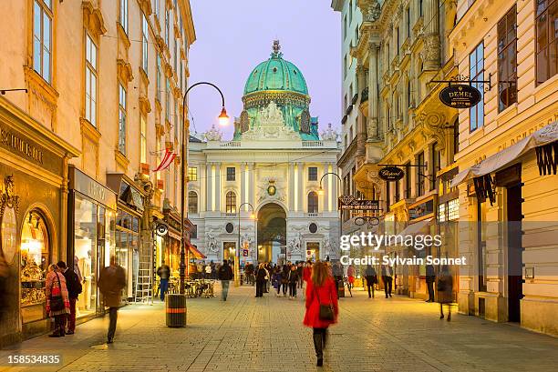 austria, wien state, vienna, kohlmarkt and hofburg - wiener innenstadt stock-fotos und bilder