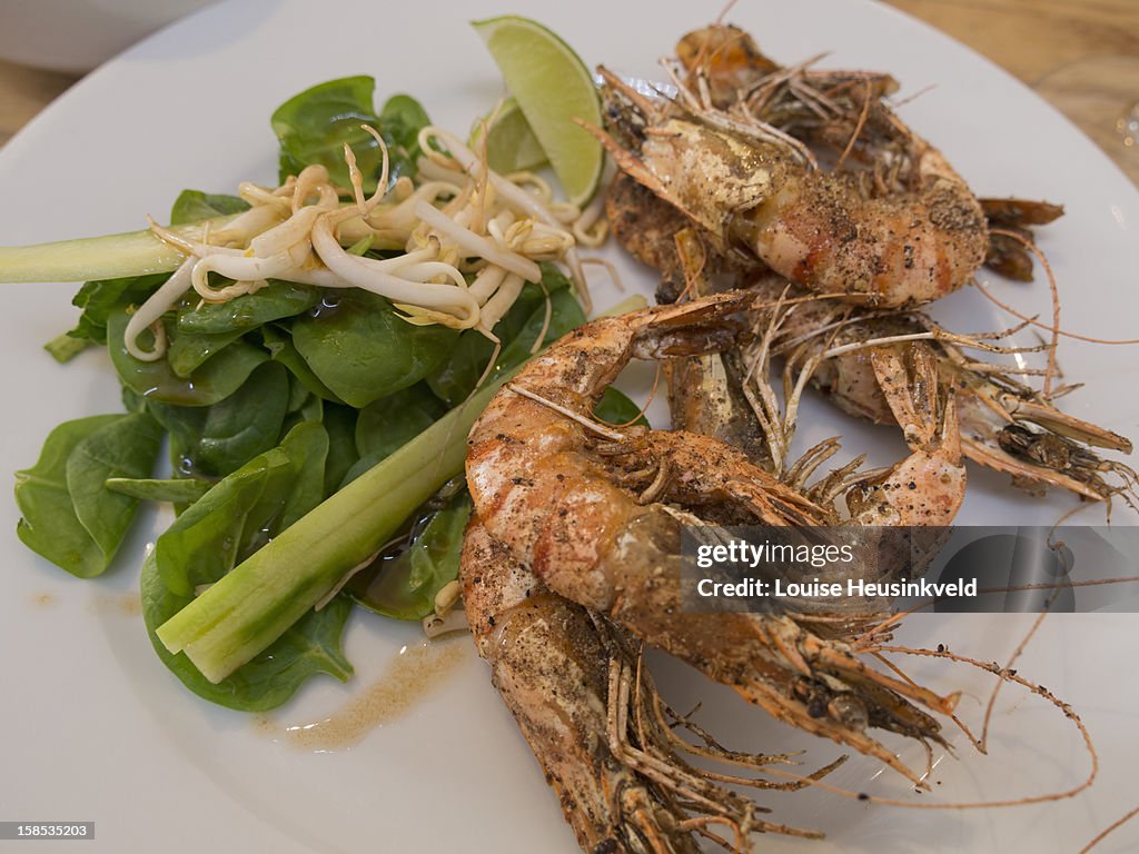 Shrimp and salad