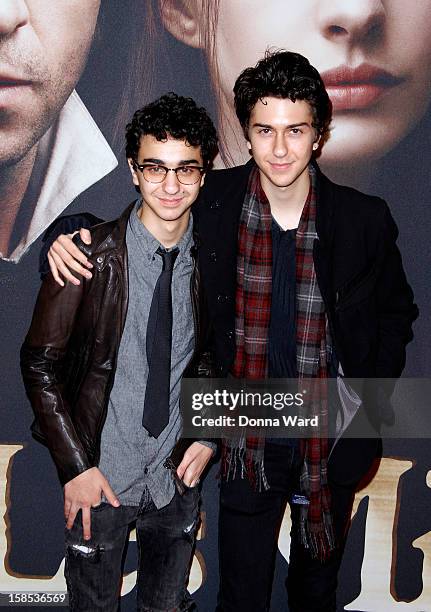 Alex Wolff and Nat Wolff attend the world premiere of "Les Miserables" at Ziegfeld Theatre on December 10, 2012 in New York City.