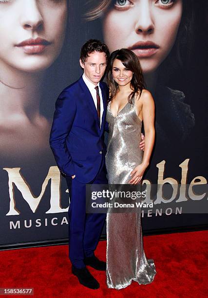 Eddie Redmayne and Samantha Barks attend the world premiere of "Les Miserables" at Ziegfeld Theatre on December 10, 2012 in New York City.