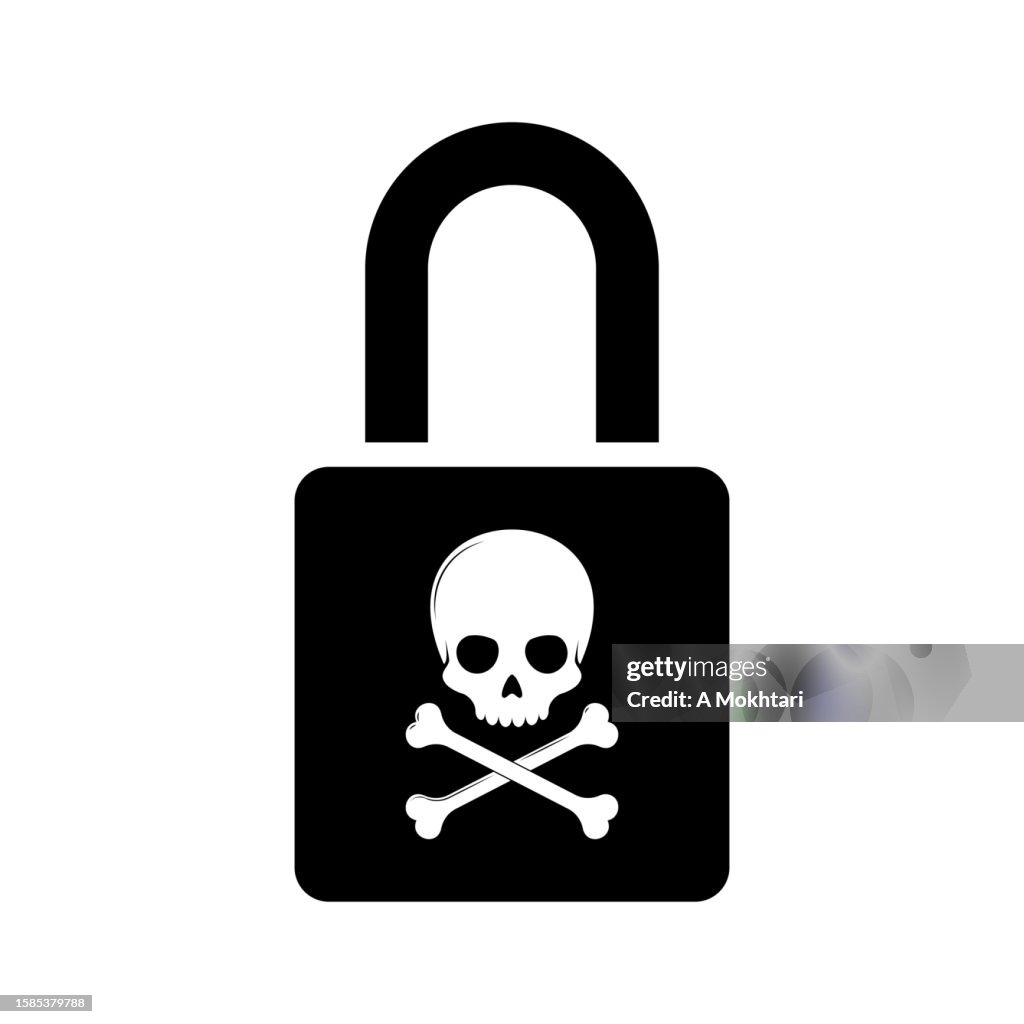 Padlock with skull, data protection, hacker...