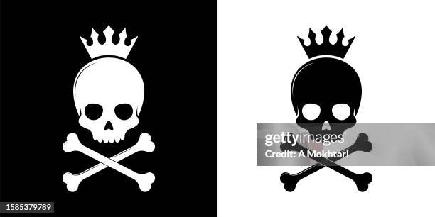 illustrations, cliparts, dessins animés et icônes de couronne de roi sur le crâne. - tête de mort