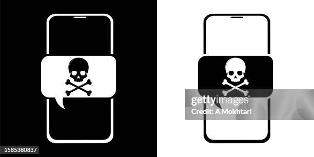 smartphone with dangerous message. - evil stock illustrations