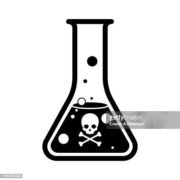 laboratory beaker icon with hazardous product. - beaker logo stock illustrations