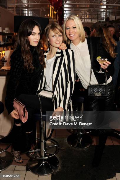 Tallulah Harlech, Edie Campbell and Sophia Hesketh attend the Katie Grand & Olivier Rousteing LOVE Christmas Party, hosted by Balmain, at Shrimpy's...