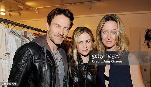 Stephen Moyer, Anna Paquin and Lorien Haynes attend Lorien Haynes' Art Show at The Quest on December 14, 2012 in Los Angeles, California.