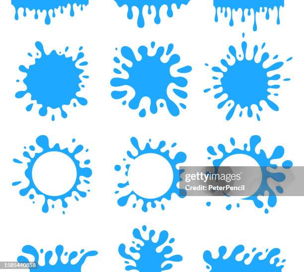 ilustraciones, imágenes clip art, dibujos animados e iconos de stock de conjunto de blobs en salpicaduras. leche, chocolate, yogur, salpicaduras de crema y formas de secado. vector de productos lácteos. bages publicitarios. - lactosa