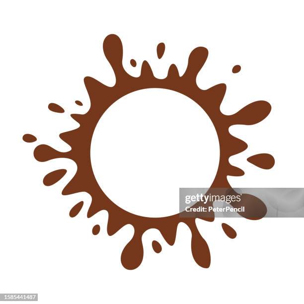 chocolate caramel splash blob. grunge monochrome vector. advertising bage. - caramel splash stock illustrations