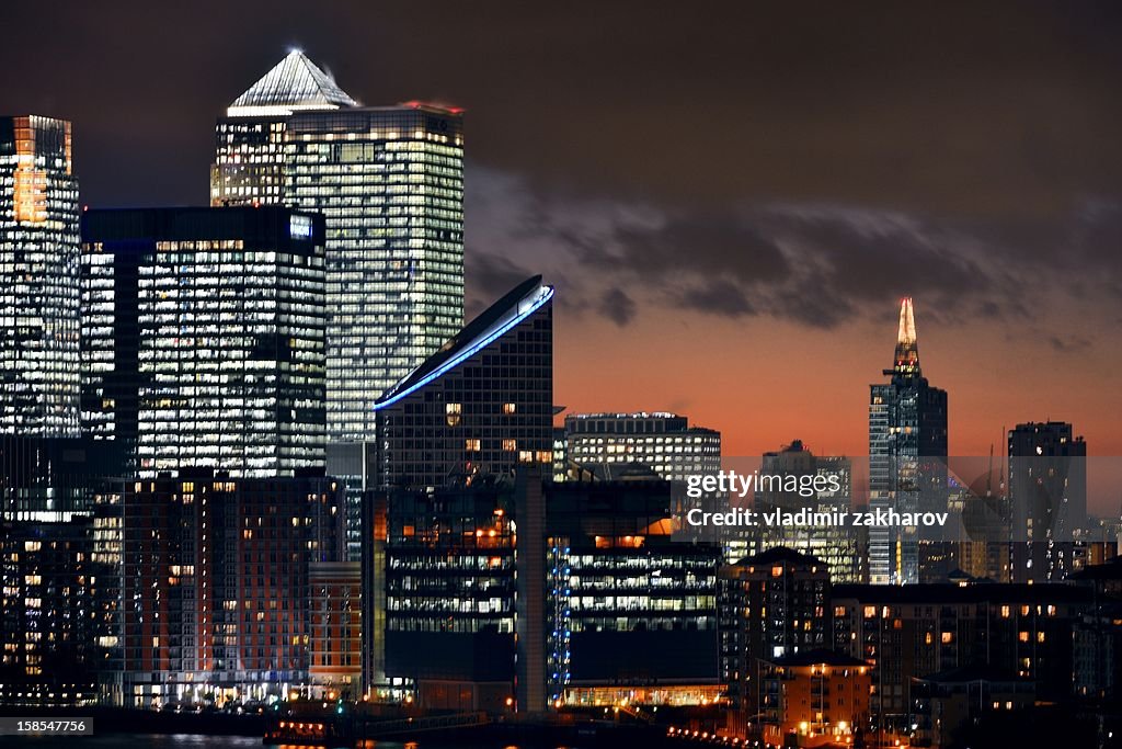 London Docklands at dusk