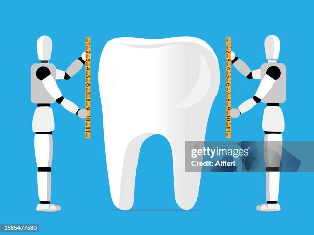 ai measuring tooth - robot mouth stock illustrations